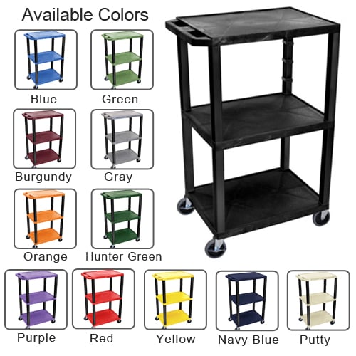H. Wilson Tuffy 42" Utility and Audio / Visual Cart (3-Shelf Black Legs)