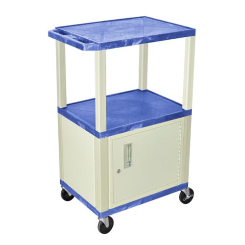 H. Wilson Tuffy WT42BUC3E Blue 42" High Tuffy Utility A/V Cart with Cabinet (3-Shelf Putty Legs)