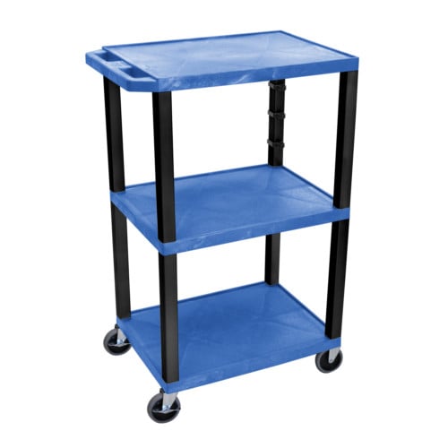 H. Wilson Tuffy 42" Utility and Audio / Visual Cart (3-Shelf Black Legs)