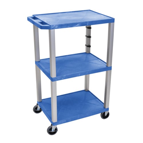 H. Wilson Tuffy 42" Utility and Audio / Visual Cart (3-Shelf Nickel Legs)