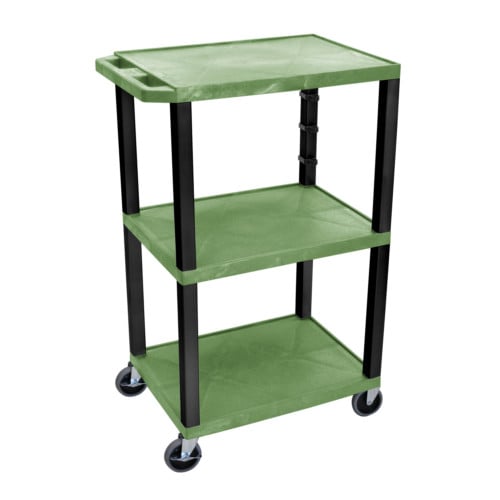 H. Wilson Tuffy 42" Utility and Audio / Visual Cart (3-Shelf Black Legs)