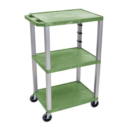 H. Wilson Tuffy 42" Utility and Audio / Visual Cart (3-Shelf Nickel Legs)