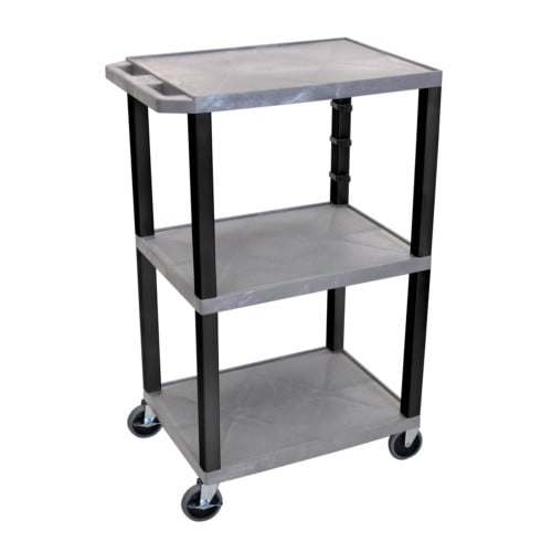 H. Wilson Tuffy 42" Utility and Audio / Visual Cart (3-Shelf Black Legs)