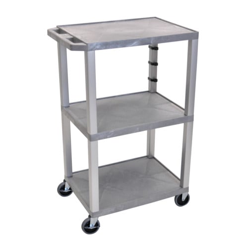 H. Wilson Tuffy 42" Utility and Audio / Visual Cart (3-Shelf Nickel Legs)