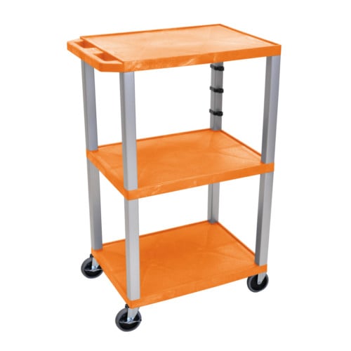 H. Wilson Tuffy 42" Utility and Audio / Visual Cart (3-Shelf Nickel Legs)