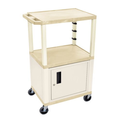 H. Wilson Tuffy WT42OWC3E Putty 42" High Tuffy Utility A/V Cart with Cabinet (3-Shelf Putty Legs)