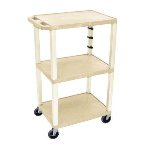H. Wilson Tuffy 42"  Utility and Audio / Visual Cart (3-Shelf Putty Legs)