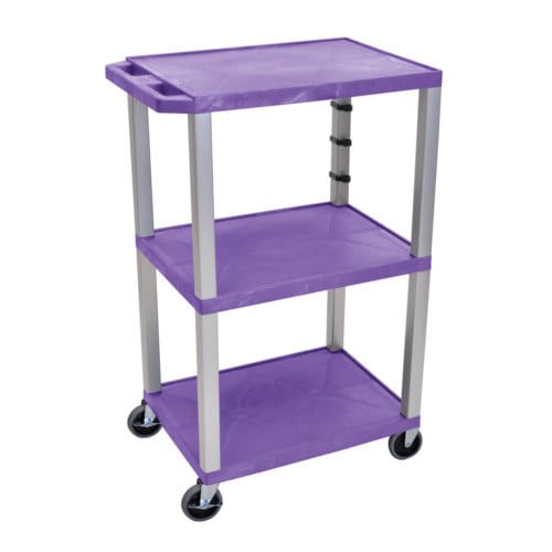 H. Wilson Tuffy 42" Utility and Audio / Visual Cart (3-Shelf Nickel Legs)