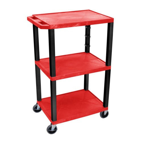 H. Wilson Tuffy 42" Utility and Audio / Visual Cart (3-Shelf Black Legs)