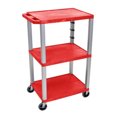 H. Wilson Tuffy 42" Utility and Audio / Visual Cart (3-Shelf Nickel Legs)