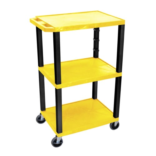 H. Wilson Tuffy 42" Utility and Audio / Visual Cart (3-Shelf Black Legs)