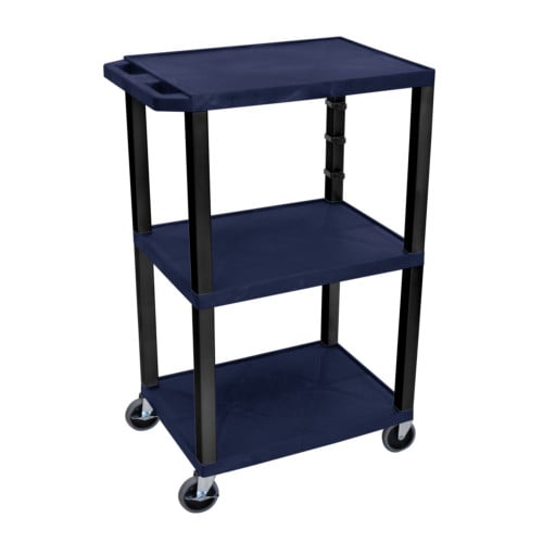 H. Wilson Tuffy 42" Utility and Audio / Visual Cart (3-Shelf Black Legs)
