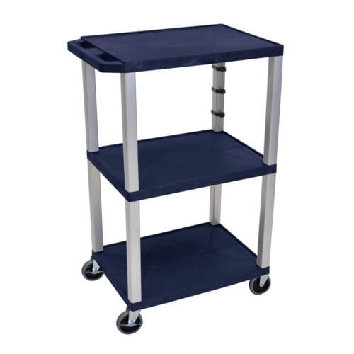H. Wilson Tuffy 42" Utility and Audio / Visual Cart (3-Shelf Nickel Legs)
