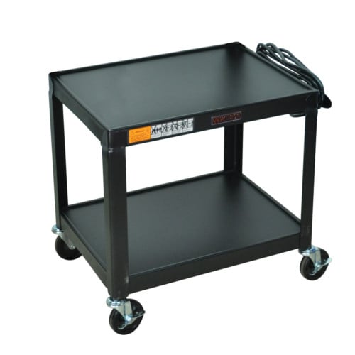 H.Wilson W26E 26" High Black 2-Shelf Steel Utility A/V Cart