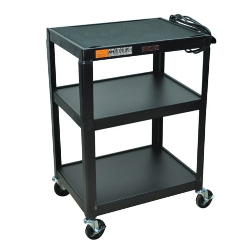 H.Wilson W34E 34" High Black 3-Shelf Steel Utility A/V Cart