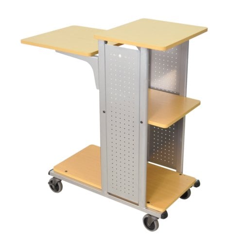 H. Wilson WPS4BR Mobile Boardroom Presentation Station with 4 Aspen Shelves (No Outlet)