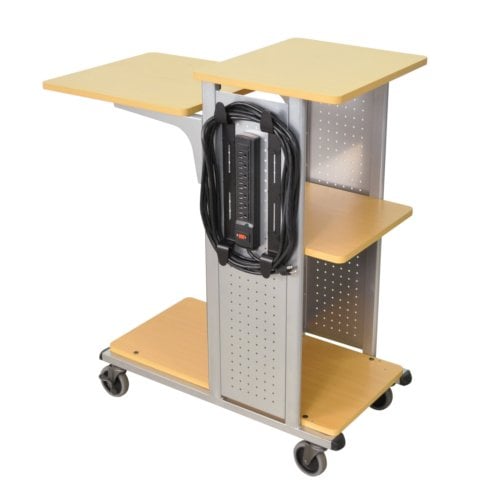 H. Wilson WPS4BRE Mobile Boardroom Presentation Station with 4 Aspen Shelves