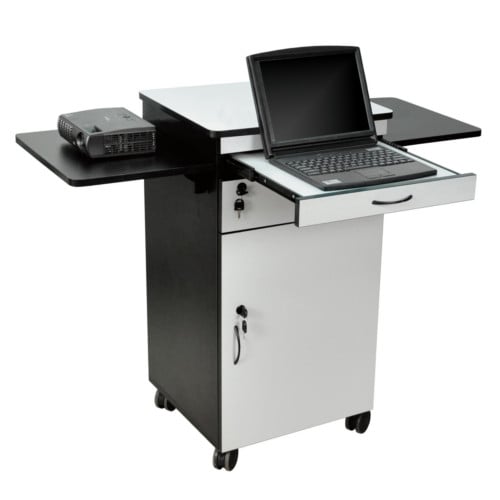 H. Wilson WPSDD3 Wood Multimedia Workstation Cart