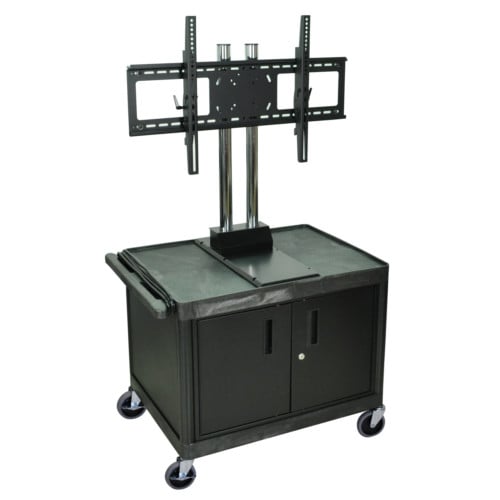 H. Wilson WPTV28C2E Black 2-Shelf Mobile A/VCart with LCD TV Mount and Cabinet