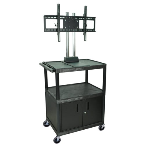 H. Wilson WPTV44C2E Black 3-Shelf Mobile A/VCart with LCD TV Mount and Cabinet