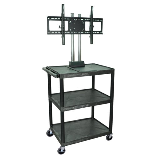 H. Wilson WPTV44E Black 3-Shelf Mobile A/VCart with LCD TV Mount