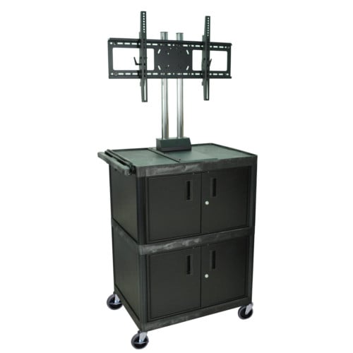 H. Wilson WPTV50E Black 3-Shelf Mobile A/VCart with LCD TV Mount and 2 Cabinets