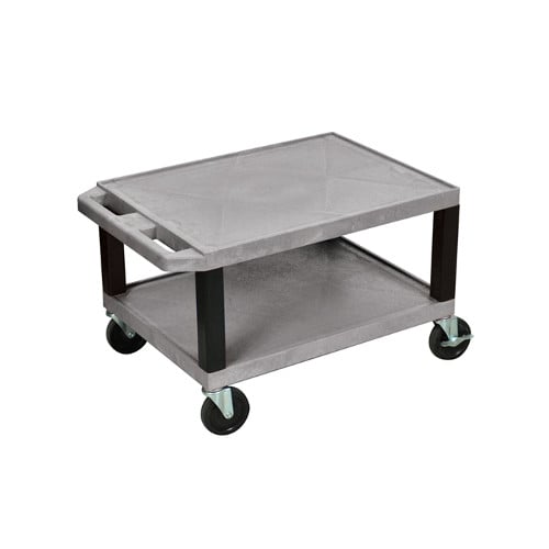 H. Wilson WT16GYE-B Gray 16" High Tuffy Utility A/V Cart (2-Shelf Black Legs)