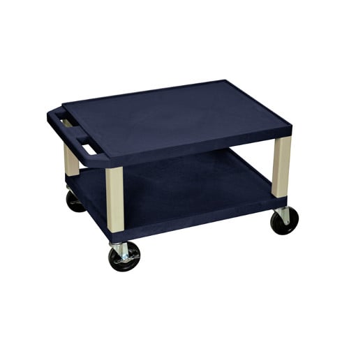 H. Wilson WT16ZE Navy Blue 16" High Tuffy Utility A/V Cart (2-Shelf Putty Legs)