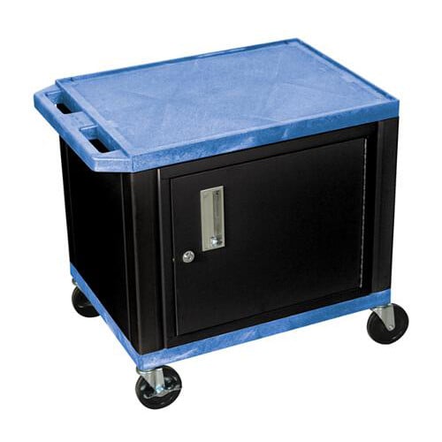 H. Wilson 24.5" High Tuffy Utility A/V Cart with Cabinet (2-Shelf Black Legs)