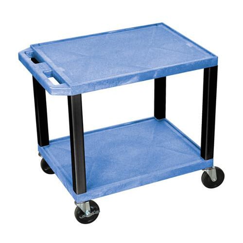 H. Wilson WT26BUE-B Blue 24.5" High Tuffy Utility A/V Cart (2-Shelf Black Legs)