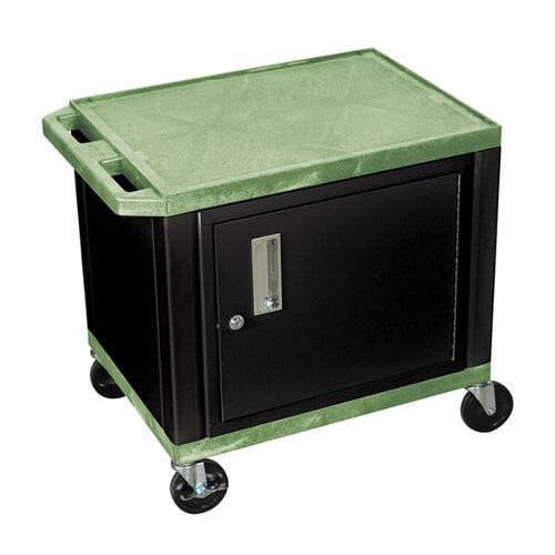 H. Wilson 24.5" High Tuffy Utility A/V Cart with Cabinet (2-Shelf Black Legs)