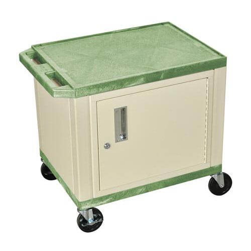 H. Wilson WT26GC3E Green 24.5" High Tuffy Utility A/V Cart with Cabinet (2-Shelf Putty Legs)