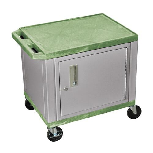 H. Wilson 24.5" High Tuffy Utility A/V Cart with Cabinet (2-Shelf Nickel Legs)