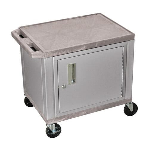 H. Wilson 24.5" High Tuffy Utility A/V Cart with Cabinet (2-Shelf Nickel Legs)