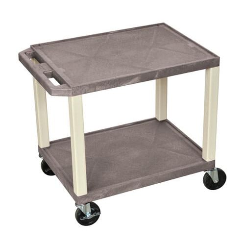 H. Wilson WT26GYE Gray 24.5" High Tuffy Utility A/V Cart (2-Shelf Putty Legs)