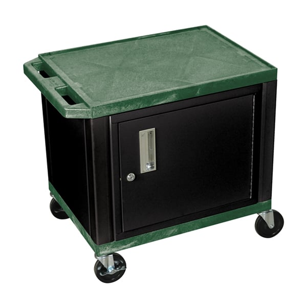 H. Wilson 24.5" High Tuffy Utility A/V Cart with Cabinet (2-Shelf Black Legs)