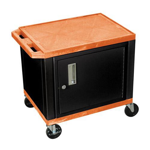 H. Wilson 24.5" High Tuffy Utility A/V Cart with Cabinet (2-Shelf Black Legs)