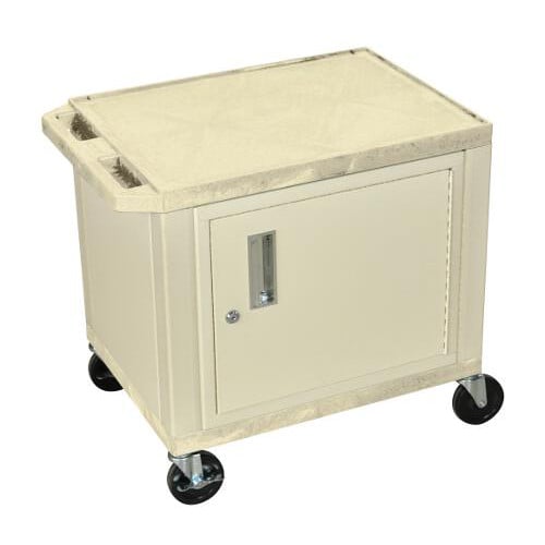 H. Wilson WT26OWC3E Putty 24.5" High Tuffy Utility A/V Cart with Cabinet (2-Shelf Putty Legs)