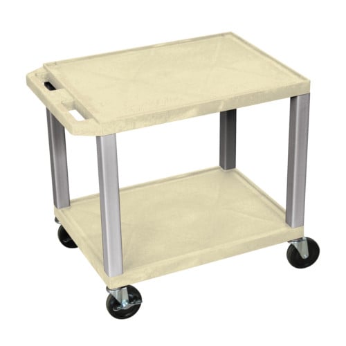 H. Wilson WT26OWE-N Putty 24.5" High Tuffy Utility A/V Cart (2-Shelf Nickel Legs)