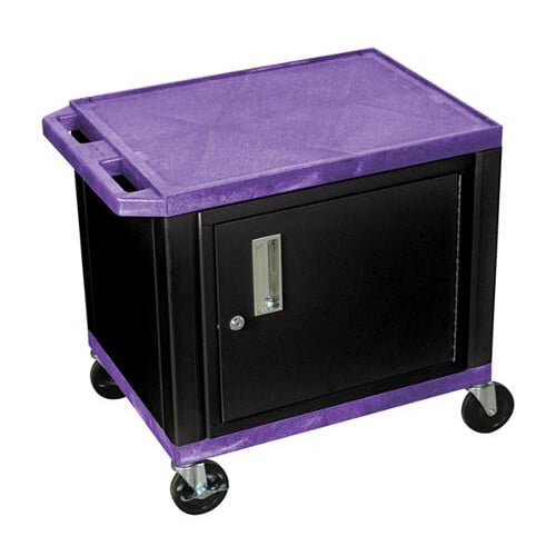 H. Wilson 24.5" High Tuffy Utility A/V Cart with Cabinet (2-Shelf Black Legs)
