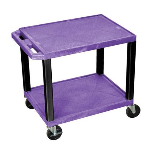 H. Wilson WT26PE-B Purple 24.5" High Tuffy Utility A/V Cart (2-Shelf Black Legs)