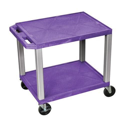 H. Wilson WT26PE-N Purple 24.5" High Tuffy Utility A/V Cart (2-Shelf Nickel Legs)