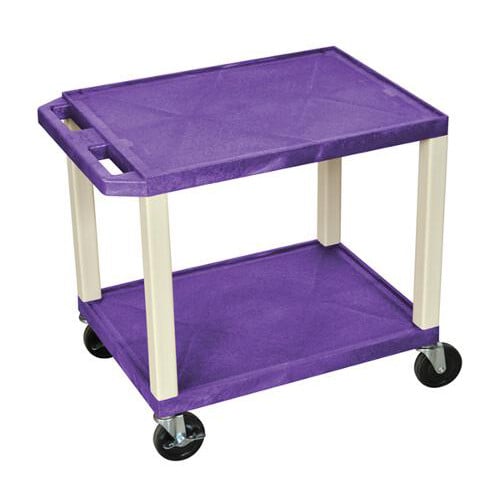 H. Wilson WT26PE Purple 24.5" High Tuffy Utility A/V Cart (2-Shelf Putty Legs)