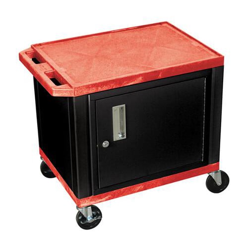 H. Wilson 24.5" High Tuffy Utility A/V Cart with Cabinet (2-Shelf Black Legs)