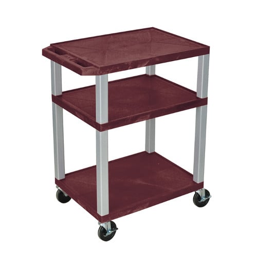 H. Wilson 34" High Tuffy Utility A/V Cart (3-Shelf Nickel Legs)