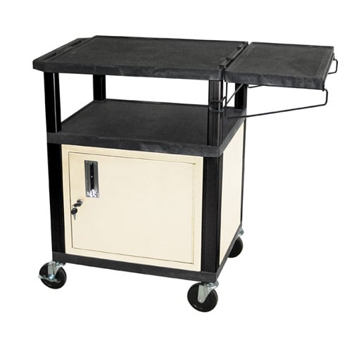 H. Wilson WT34CC Black Utility Cart with Side Shelf and Putty Cabinet