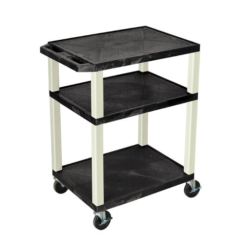 H. Wilson WT34E-P Black 34" High Tuffy Utility A/V Cart (3-Shelf Putty Legs)