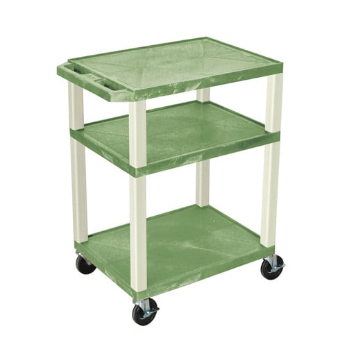 H. Wilson WT34GE Green 34" High Tuffy Utility A/V Cart (3-Shelf Putty Legs)
