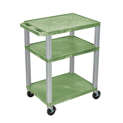 H. Wilson 34" High Tuffy Utility A/V Cart (3-Shelf Nickel Legs)