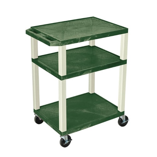H. Wilson WT34HGE Hunter Green 34" High Tuffy Utility A/V Cart (3-Shelf Putty Legs)